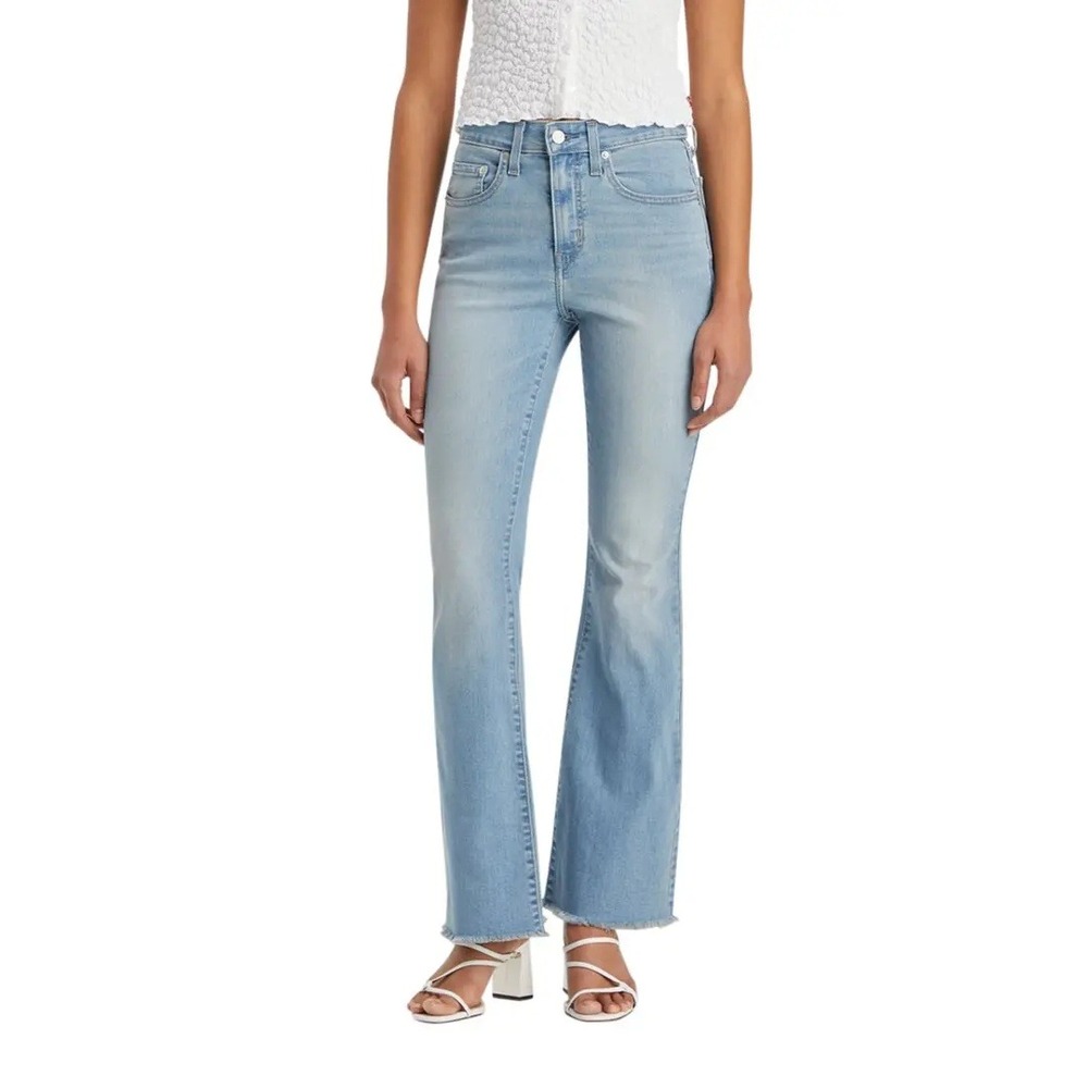 Levis Jeans Womens 27 726 High Rise Flare Light Of My Life Raw Hem Blue Denim